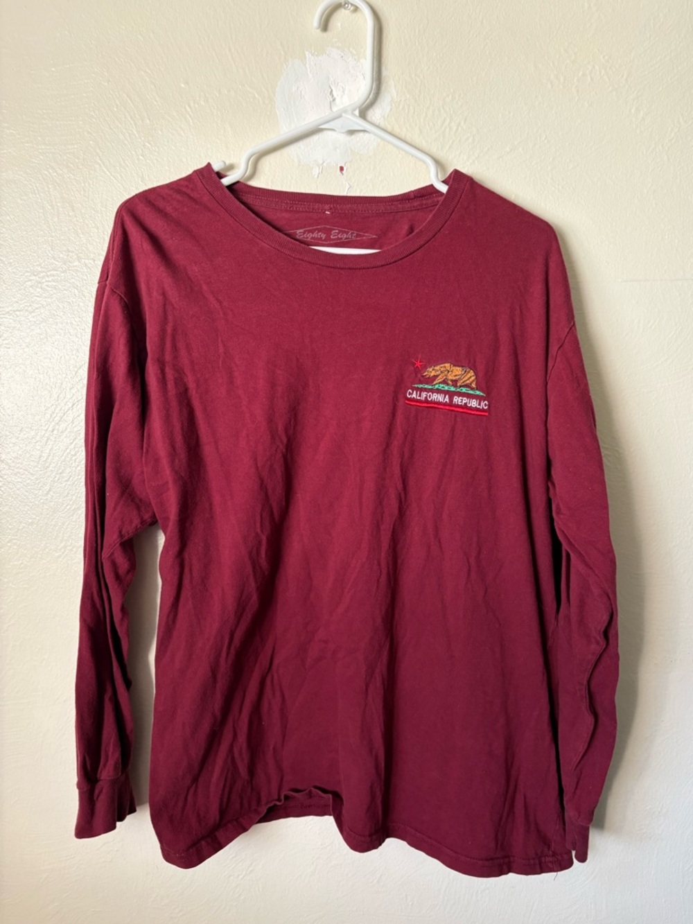 Eighty Eight California Republic Maroon Long Sleeve Tee